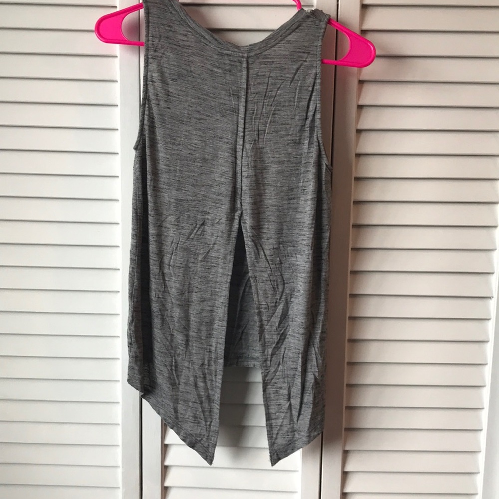 Express Gray Aztec Chain Open Back Embellished Top - image 3